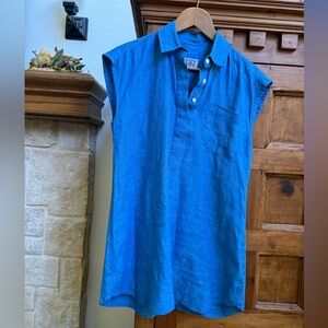 Double R ranch Ravi Ratan blue linen bespoke popover dress org $525